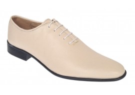 Pantofi eleganți bej pentru bărbați din piele naturală cu șiret și talpă confortabilă – GKR51TSB